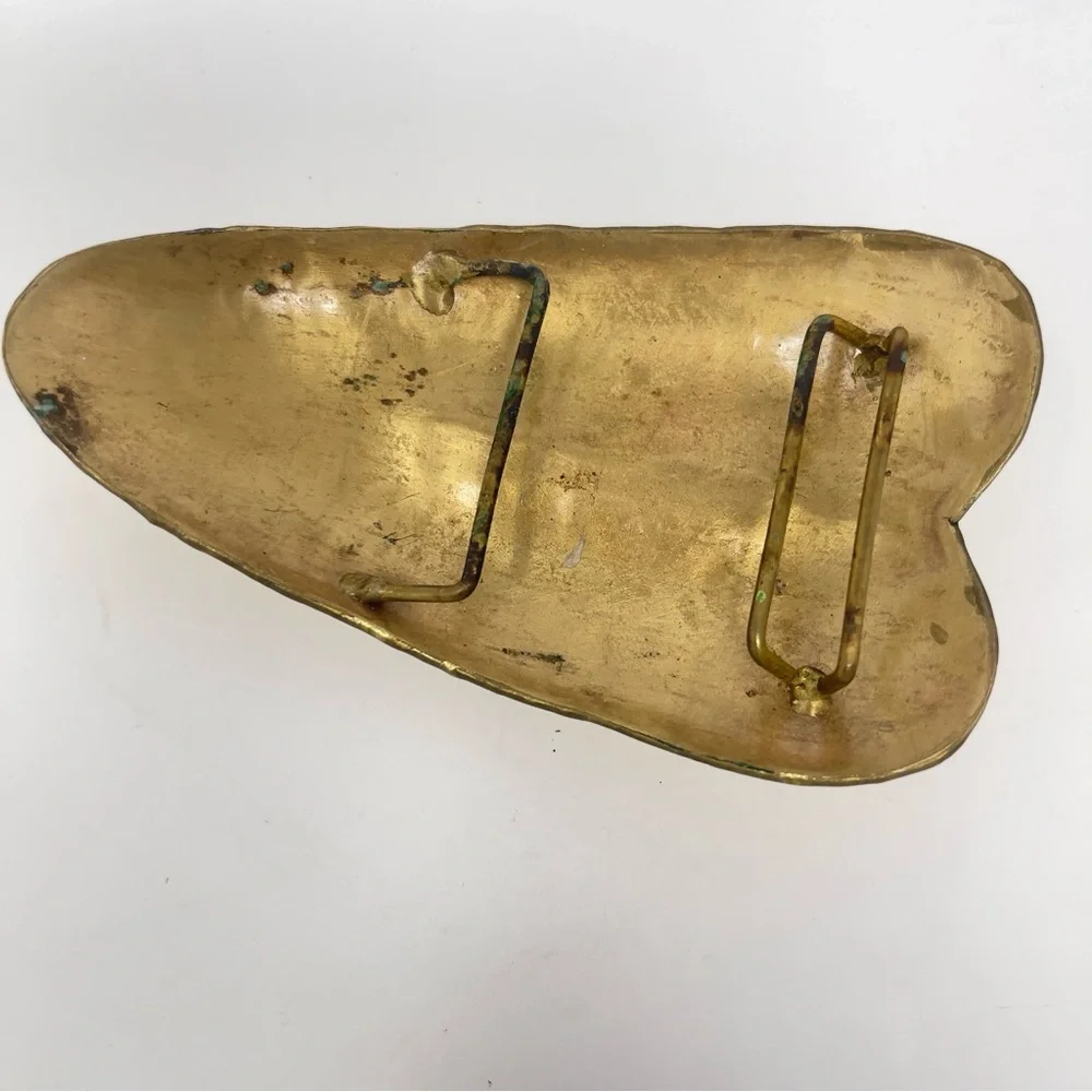 Vintage Gold Abstract‎ Belt Buckle Hammered, Silver Center Statement